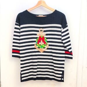 Nautical Striped Sweater - Black and White size small